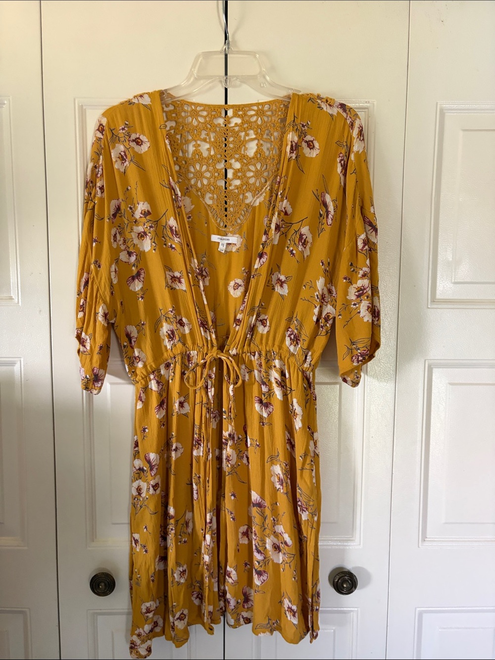 Boho Cottagecore Kimono Duster Fall Tie Crocheted Maurices Floral Flowy Small
